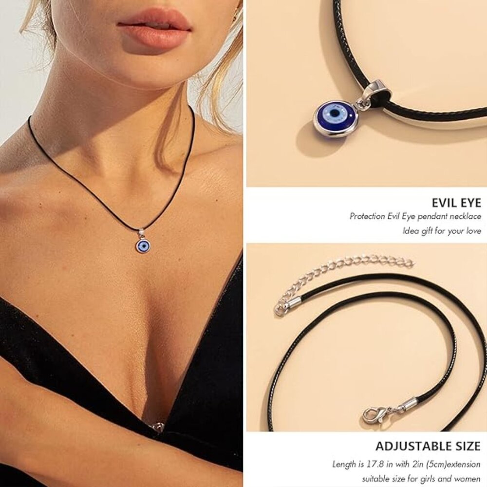 Evil Eye Necklace Sun Pendant Turkish Blue Eye Protection Lucky Necklaces